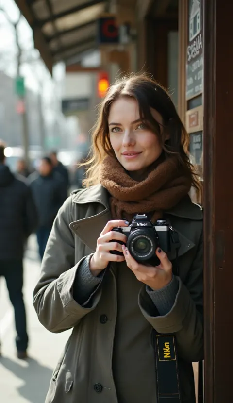 Woman Camera Nikon Coffee Street
