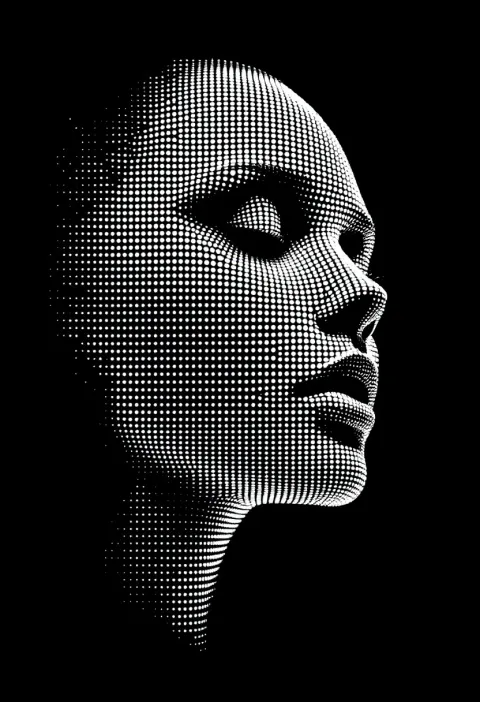 Woman Face 3D Dotted Design