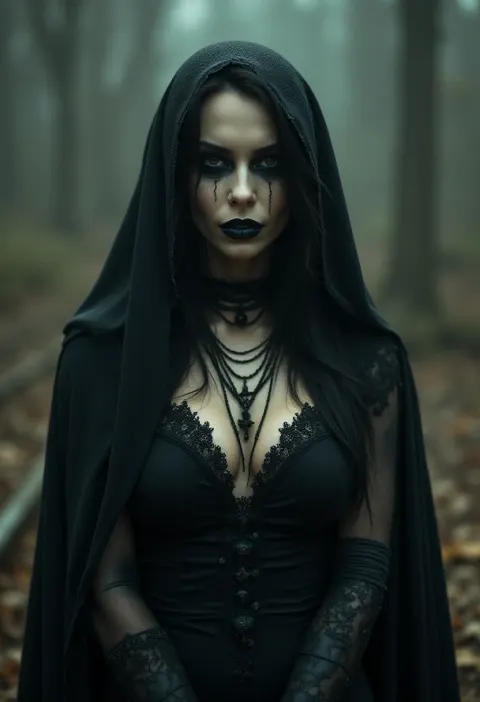 Woman Gothic Forest Contemplative Portrait