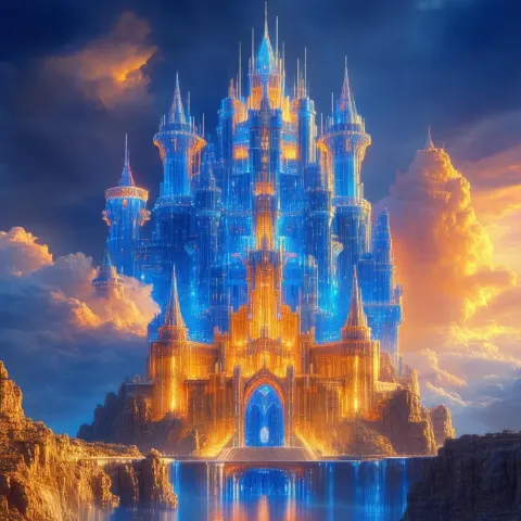 Blue and Orange Castle in Cinematic Light