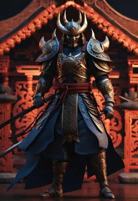 Japanese Devil Samurai Katana Detailed