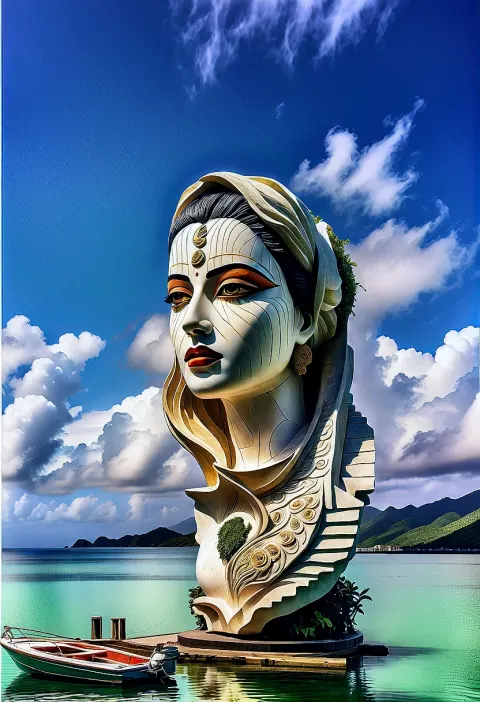 Stone Sculpture Iranian Woman Face