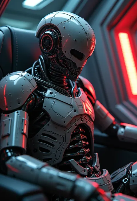 Cyborg Spaceship Metal Armor Neon