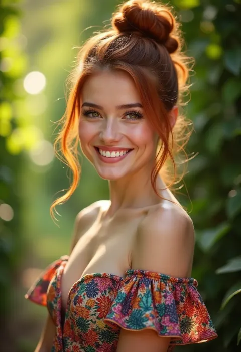 Auburn Woman Forest Smiling