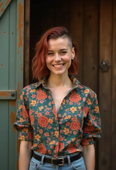 Woman Auburn Shaved Sides