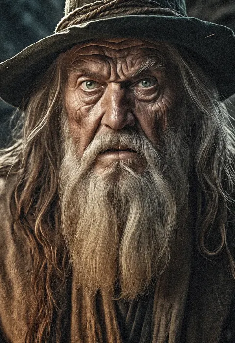 Bearded Man Stern Portrait