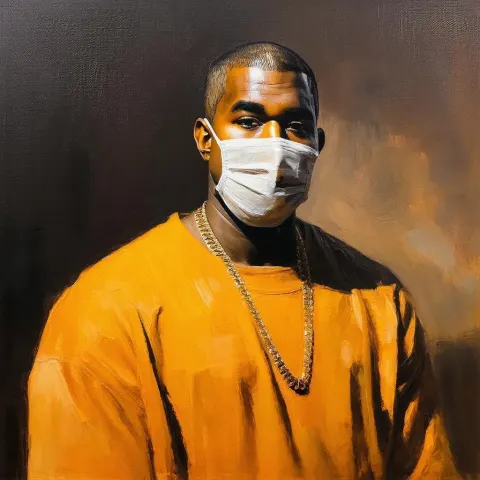 Masked Kanye West in Warm Oil Strokes