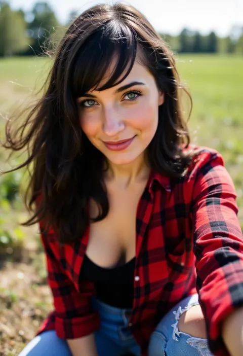 Farm Selfie Flannel Woman