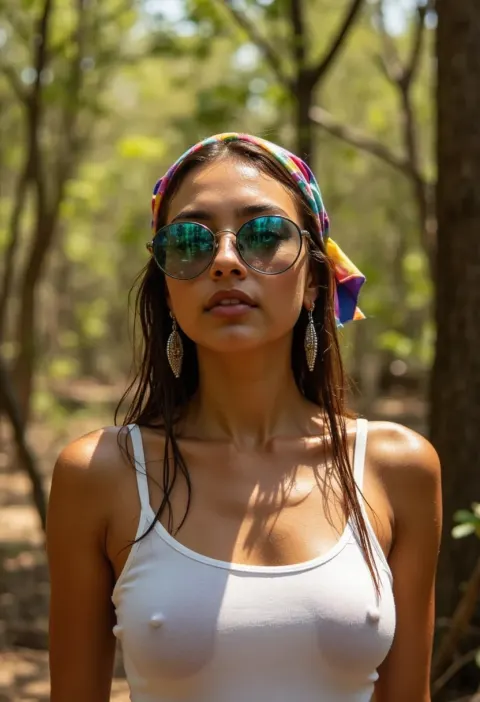 Woman Headscarf Forest Shades