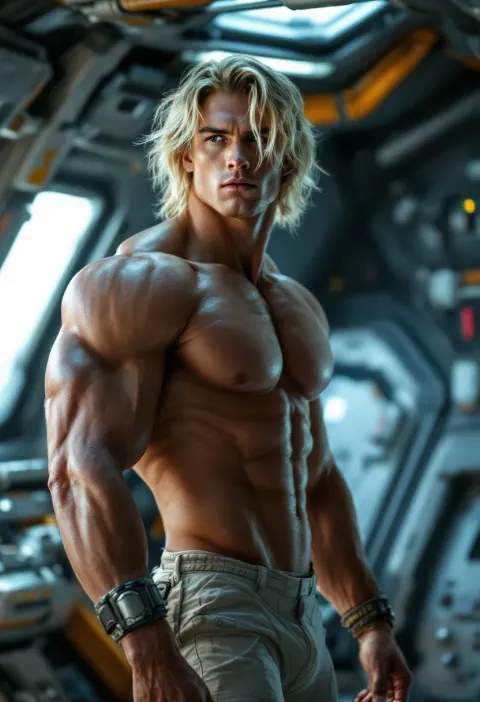 Muscular Man Spaceship Portrait