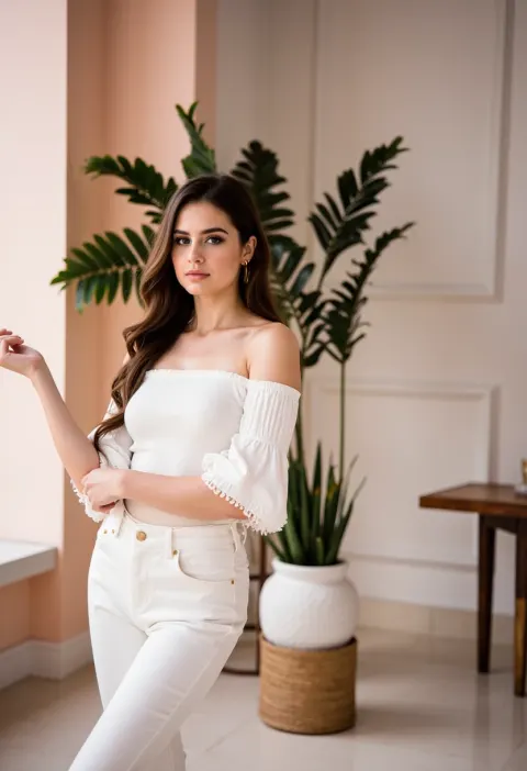 Brunette Woman Off Shoulder