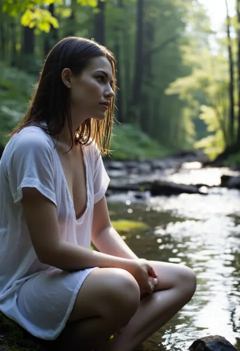 Woman Wet Dress Stream