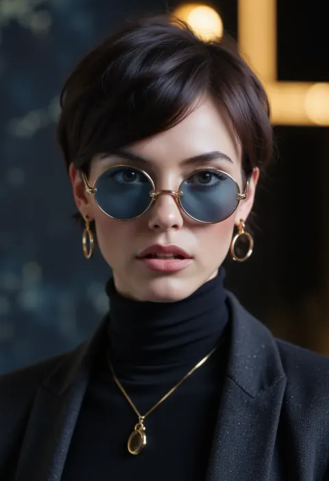Woman Sunglasses Night Noir