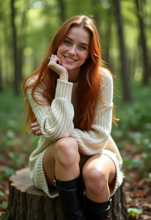 Auburn Woman Forest Smiling