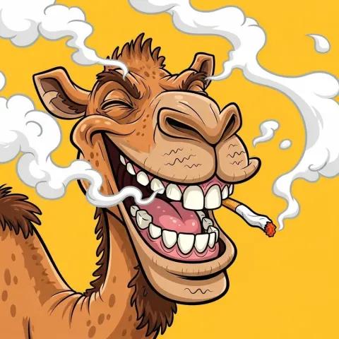 Camel Cartoon Smoking Smile