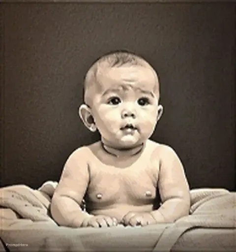 Baby Portrait Ink Drawing