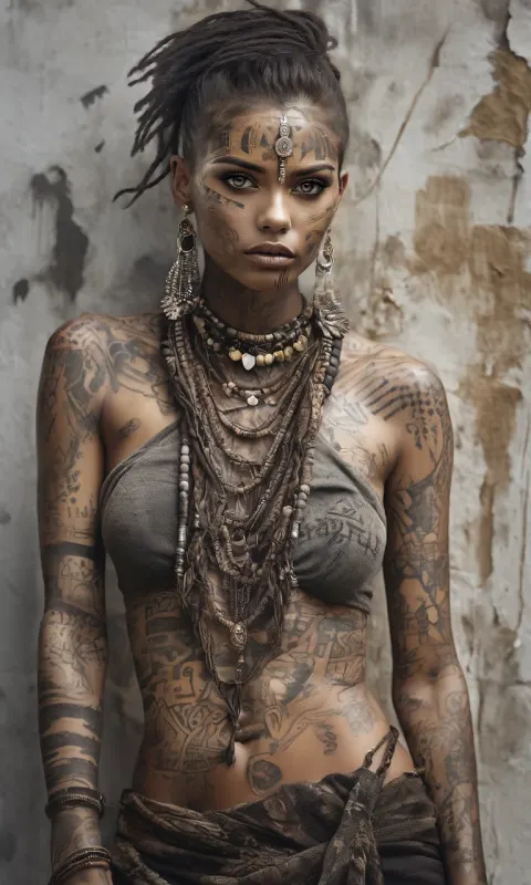 Bohemian Woman Tattoo Gritty