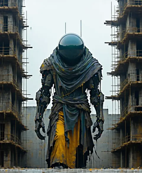 Giant Figure Scaffolding Dystopian Surreal