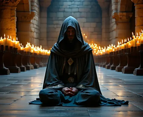Hooded Monk Abbey Candlelight Meditation