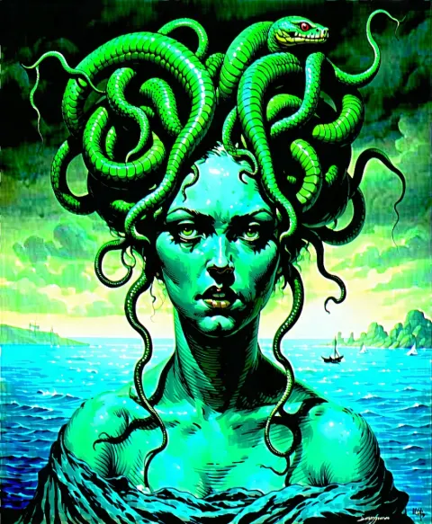 Medusa Pastel Snakes Sea Despair