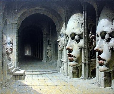Strange Room Oil Painting Faces