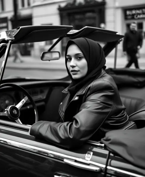 Woman Leather Jacket Vintage Convertible