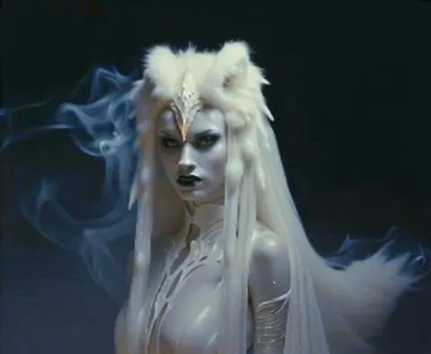 Mystical White Creature Vintagepunk Aura