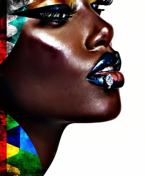 Black Woman Diamond Lip Piercing