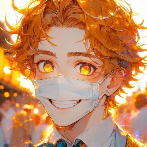 Happy Mask Salesman in Vivid Anime Portrait