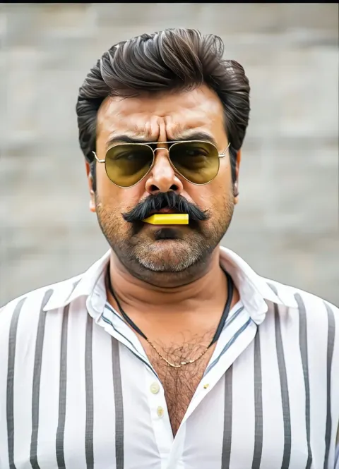 Mammootty Gangster Actor Portrait Yellow