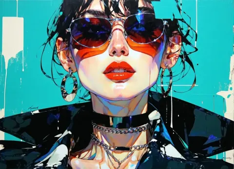 Stylish Woman Portrait Digital Painting