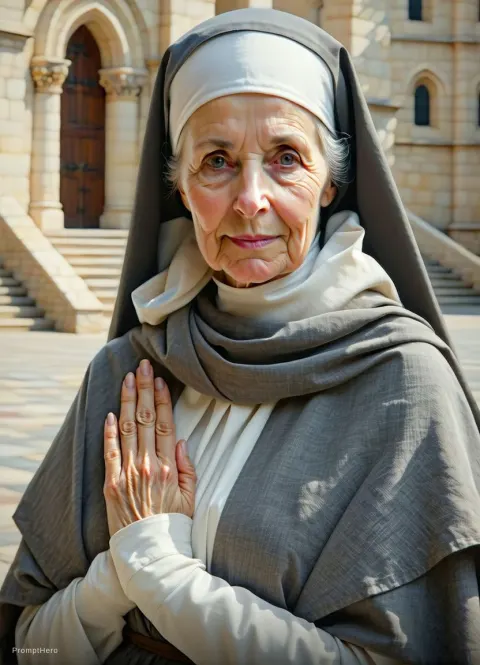 Catholic Nun Church Light Portrait