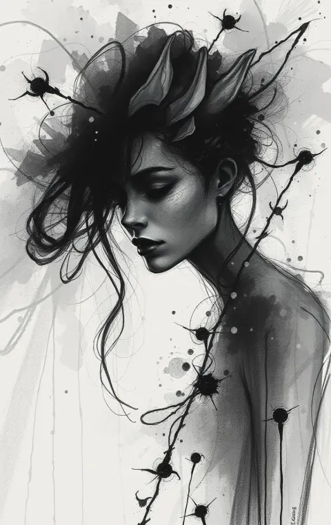 Charcoal Ink Sketch Abstract Mood
