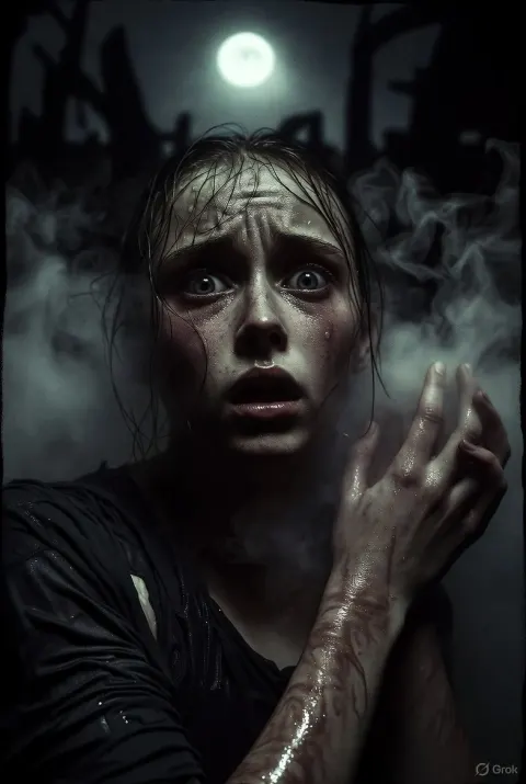 Expression of intense FEAR or TERROR
