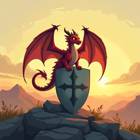 Tiny Dragon Lands on a Knight's Shield