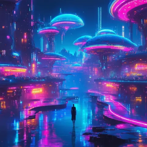 Sleek Neonpunk Aliens in Ethereal Glow