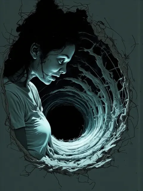 Woman Consumed Void Surreal Portrait