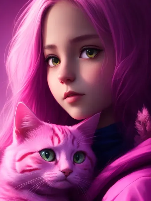 Cat Girl Pink Cinematic Quality Portrait