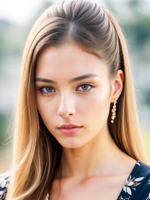 European Woman Floral Outdoor Portrait
