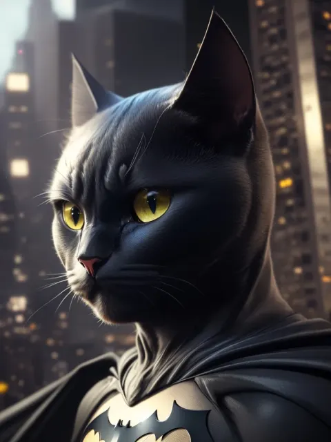 Batman Cat Hyperdetailed Cinematic Animation