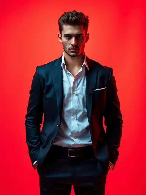 Male Model Fashion Red Backdrop