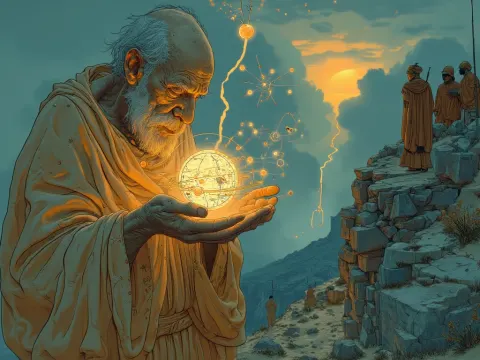 Archimedes Holding Glowing Model Of Cosmos