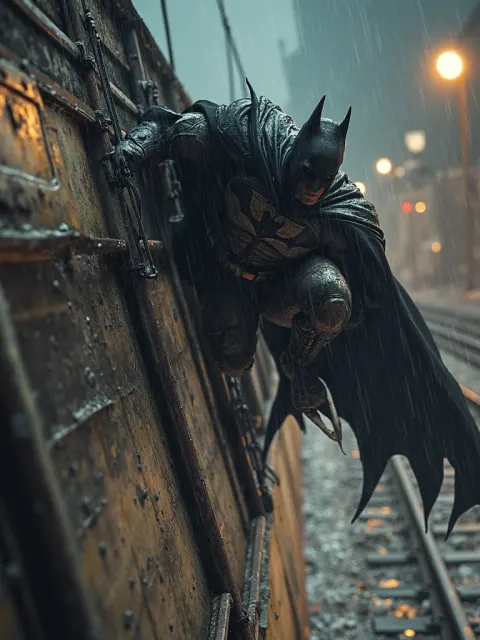 Batman Determined Train Noir Gritty