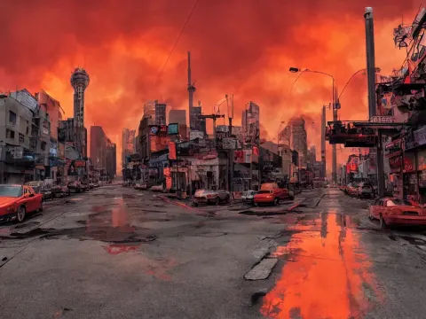 City Street Antenna Tower Apocalypse