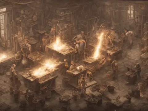 Blacksmith Hammering Hot Iron Village