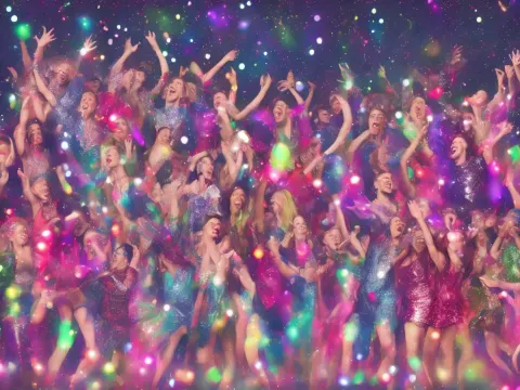 Singers Dancing Party Youthful Lively