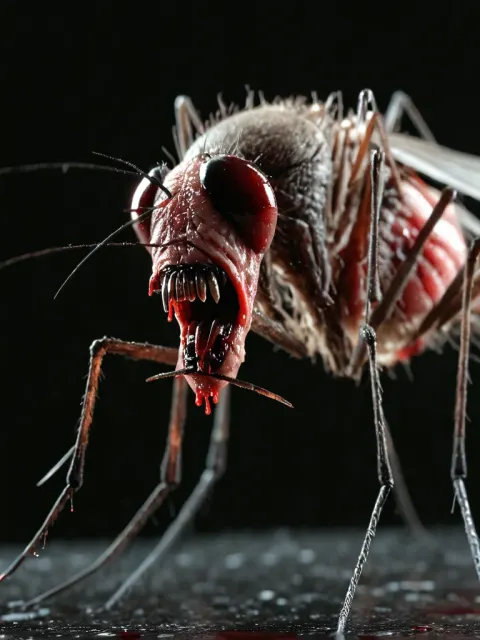 Mosquito Creepy Horror Blood Close-Up