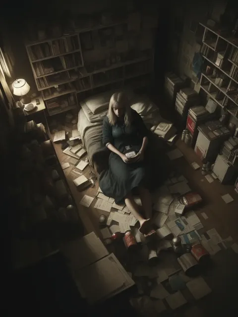 Woman Dimly Lit Room Isolation