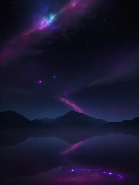 Celestial Landscape Mountains Cosmic Wallpaper