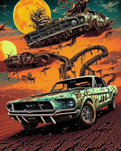 Mustang Muscle Car Desert Sunset